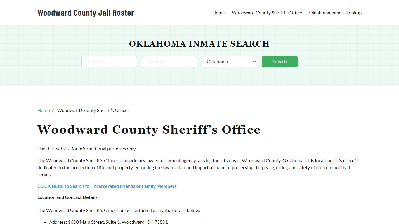 Woodward County Sheriff Office, OK, Arrest Warrants Search