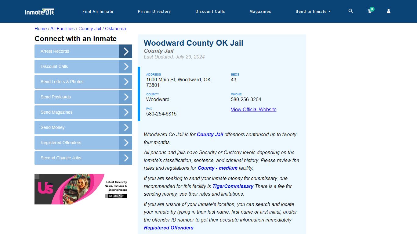 Woodward County OK Jail - Inmate Locator