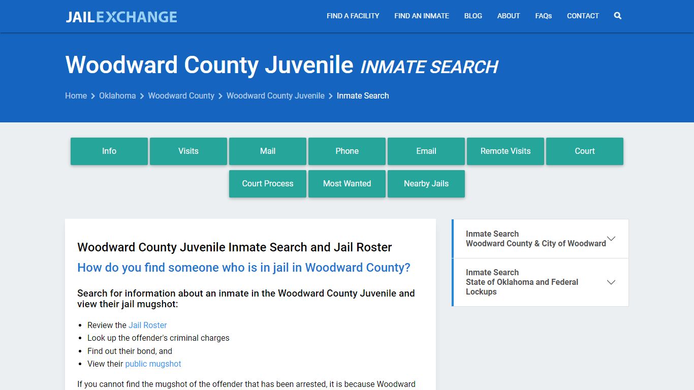 Inmate Search & Mugshots - Woodward County Juvenile, OK - Jail Exchange